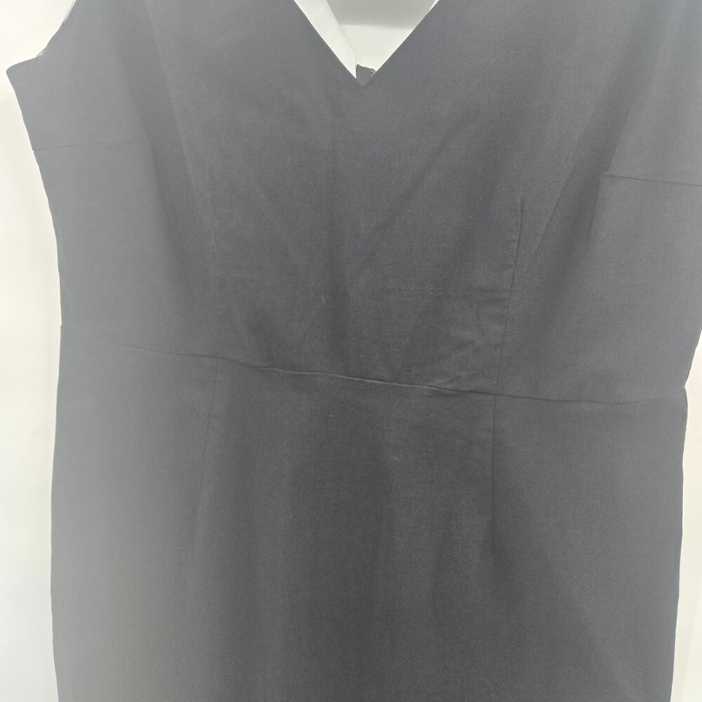 Tatyana Black White Triangle Cutout Back Collar Cotton Nylon Midi Dress 4x - Picture 3 of 12